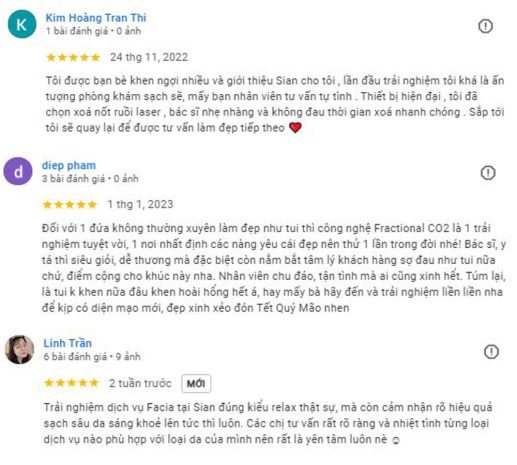 Review khách hàng về phòng khám sian